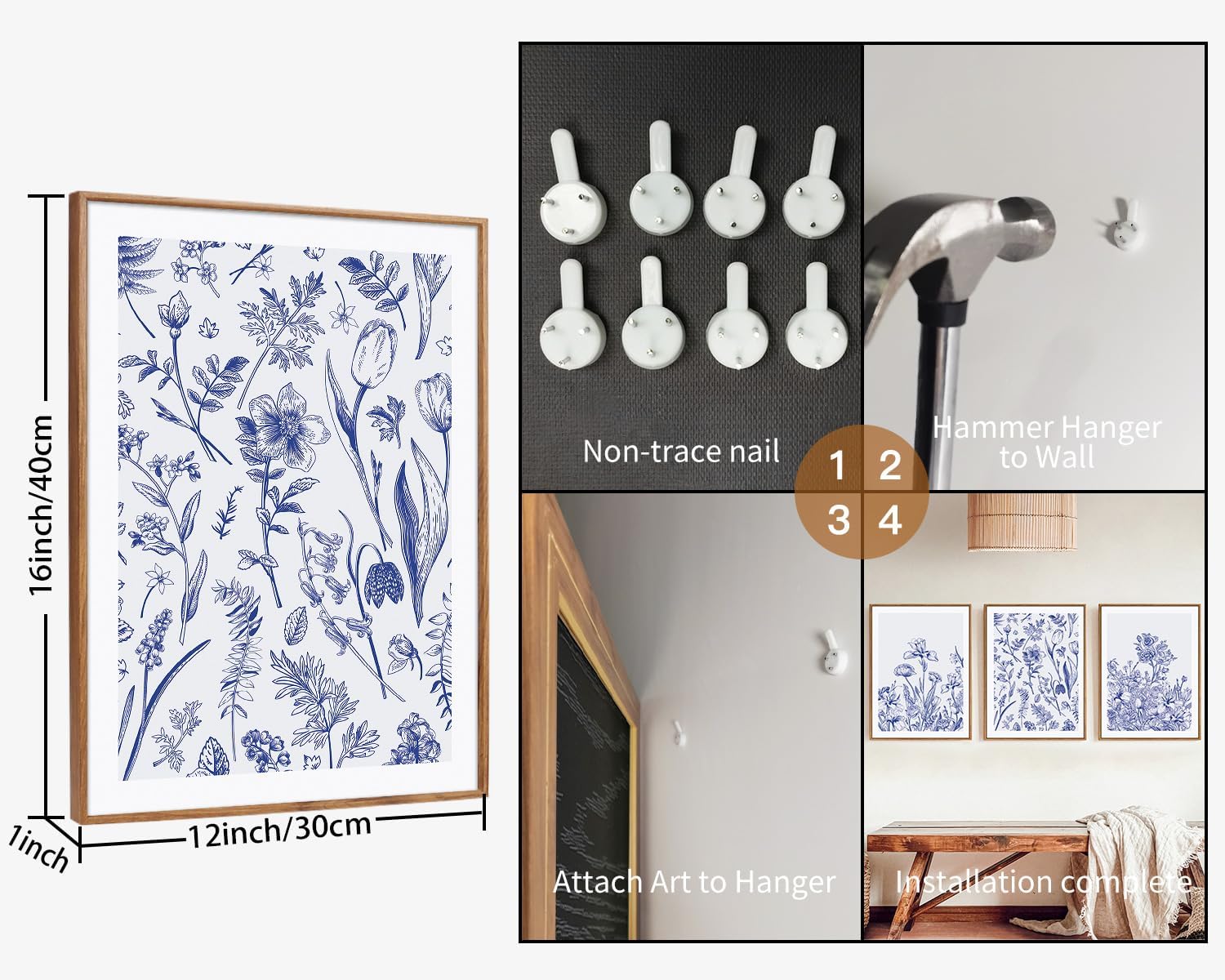 Tinonedraw Classic Chinoiserie Framed Canvas Wall Art – image 4